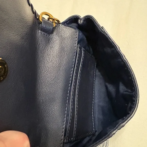 Tory Burch Navy and White Striped Crossbody Bag - Picture 9 of 9